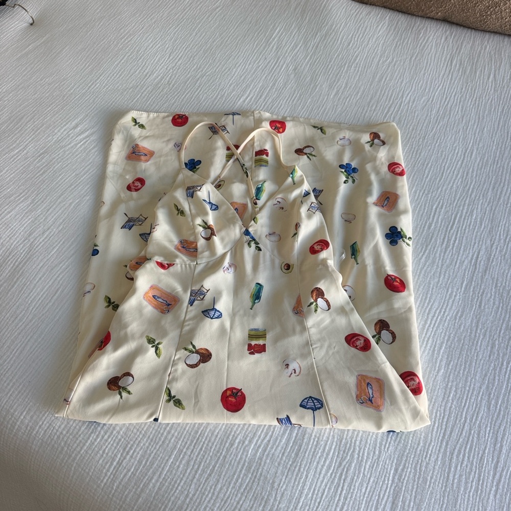 Summer Dress Cream Floral Midi Cottagecore - Picture 3 of 4